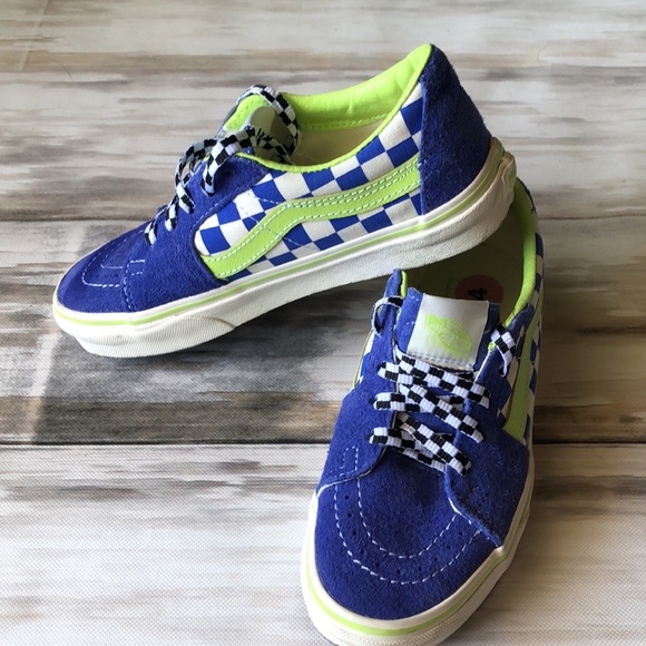 VANS SK8 LOW CHECKERBOARD  OFF THE WALL MENS 4/WOMANS 5.5 Green and blue - Picture 1 of 7